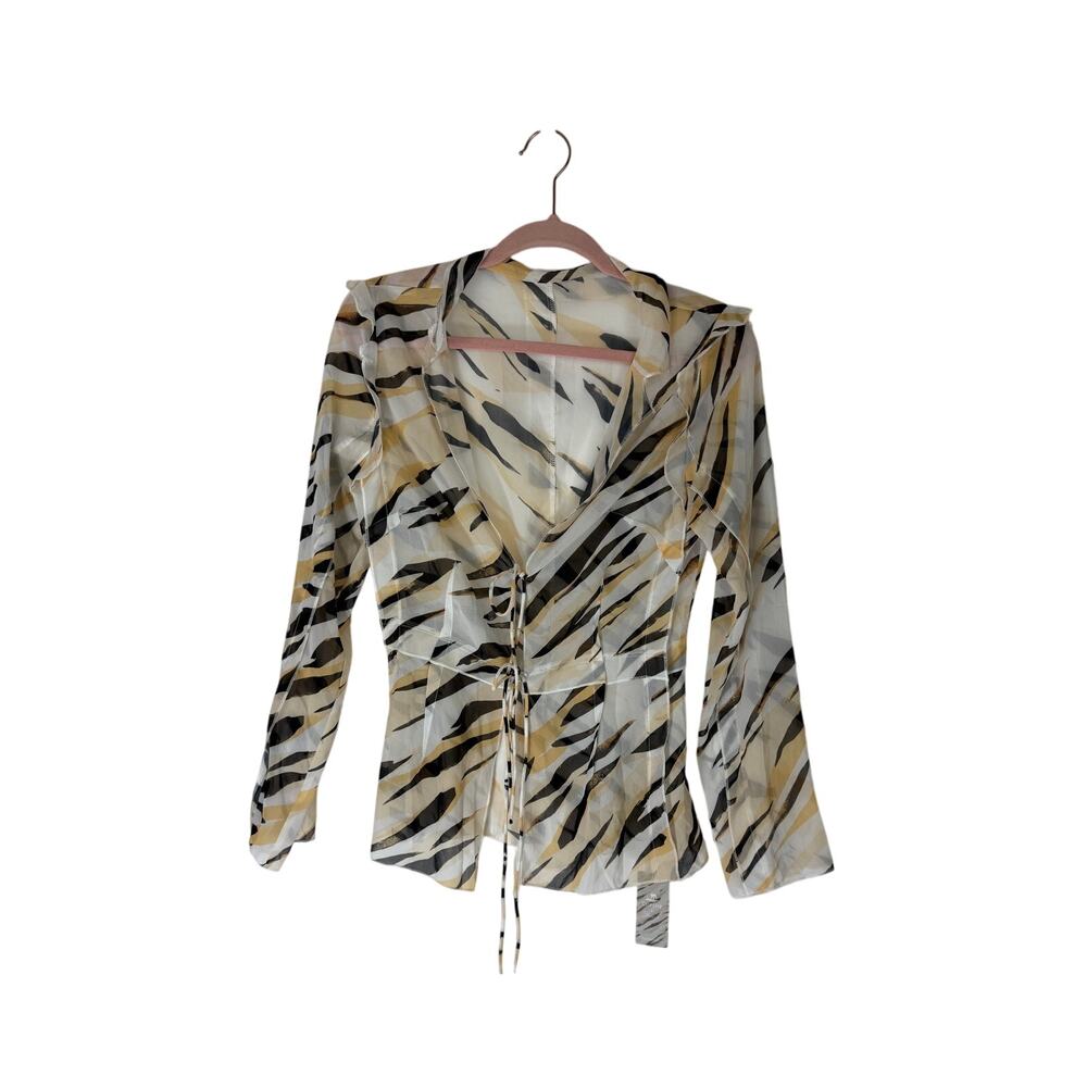 NWT 2pc Set‎ Cupshe White Brown Black Animal Print Blouse & Mermaid Skirt Size S